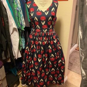 ModCloth blue dress with pink flowers. NWOT